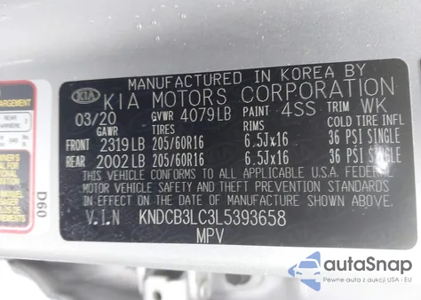 2020 Kia Niro Lx из США, поврежденный, VIN KNDCB3LC3L5393658